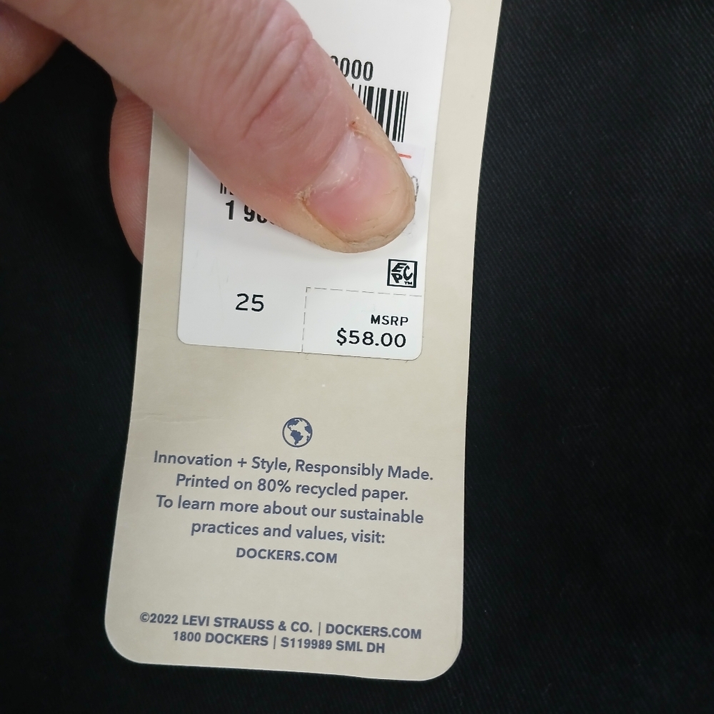 Dockers NWT 5-Pocket, High Slim Fit Pants Black- Sz 25 - Picture 7 of 10